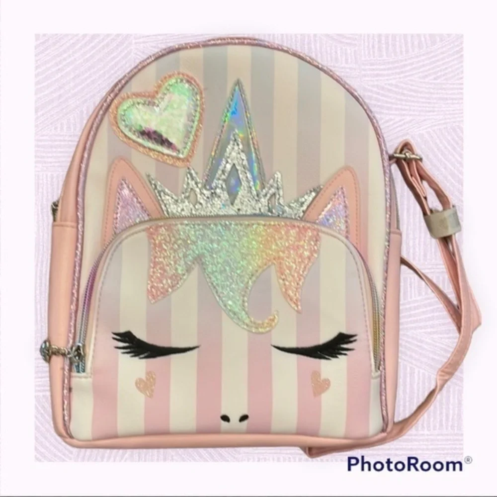 Striped unicorn backpack